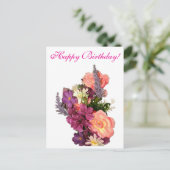Happy Birthday cute floral Card ポストカード (スタンド正面)