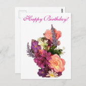 Happy Birthday cute floral Card ポストカード (正面/裏面)