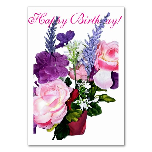 Happy Birthday cute floral Card tablecard テーブルナンバー (正面)