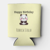 Happy birthday cute panda bear yellow 缶クーラー (正面)