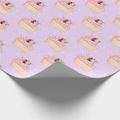 Happy Birthday Cute Strawberry Shortcake and Mochi ラッピングペーパー (角)