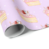 Happy Birthday Cute Strawberry Shortcake and Mochi ラッピングペーパー (ロールコーナー)