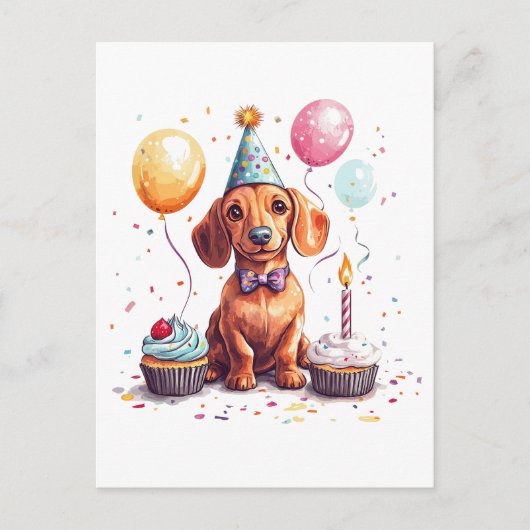 Happy Birthday Dachshund Dog  シーズンポストカード (正面)