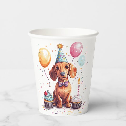Happy Birthday Dachshund Dog  紙コップ (裏面)