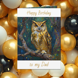 Happy Birthday Dad | フクロウのテーマ カード