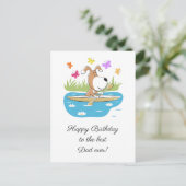 Happy Birthday Dad Dog Puppy Kayak Postcard ポストカード (スタンド正面)