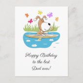 Happy Birthday Dad Dog Puppy Kayak Postcard ポストカード (正面)