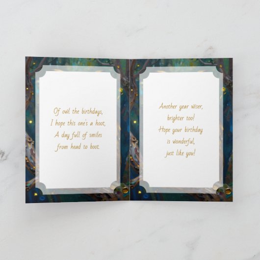 Happy Birthday Dad | Owl Themed  カード (内部)