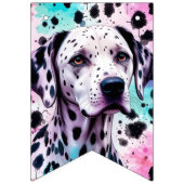 Happy Birthday Dalmatian Teal Watercolor バンティングフラッグ (第1の旗)