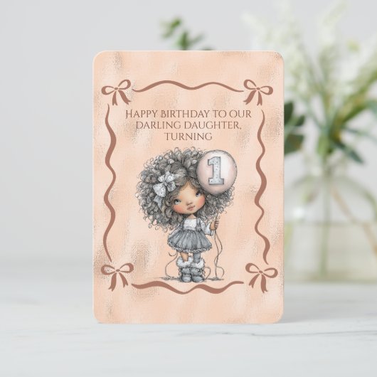 Happy Birthday Darling Daughter Turning 1 招待状 (スタンド正面)