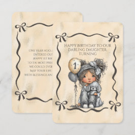 Happy Birthday Darling Daughter Turning 1 招待状