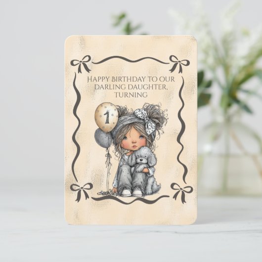 Happy Birthday Darling Daughter Turning 1 招待状 (スタンド正面)