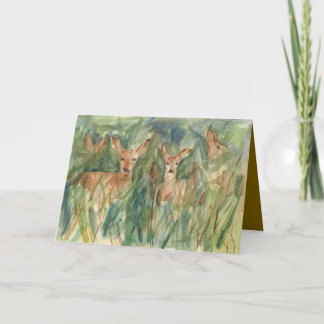 Happy Birthday Deer Wildlife Trees Watercolor カード