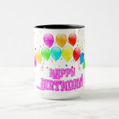Happy Birthday! Design with colorful balloons マグカップ (中央)