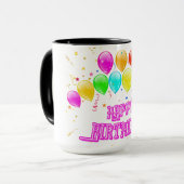 Happy Birthday! Design with colorful balloons マグカップ (正面左)