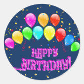 Happy Birthday! Design with colorful balloons and  ラウンドシール (正面)
