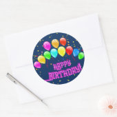 Happy Birthday! Design with colorful balloons and  ラウンドシール (封筒)