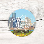 Happy Birthday Detroit Skyline Sticker ラウンドシール<br><div class="desc">Oh boy, have we got a treat for you! Introducing the Happy Birthday Detroit Classic Round Sticker, because nothing screams "celebration" like a sticker plastered on your belongings! Imagine the sheer joy of peeling off this high-quality vinyl sticker and sticking it onto your favorite possessions. Your laptop, water bottle, notebook,...</div>