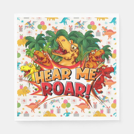 Happy Birthday Dinosaur スタンダードランチョンナプキン (正面)