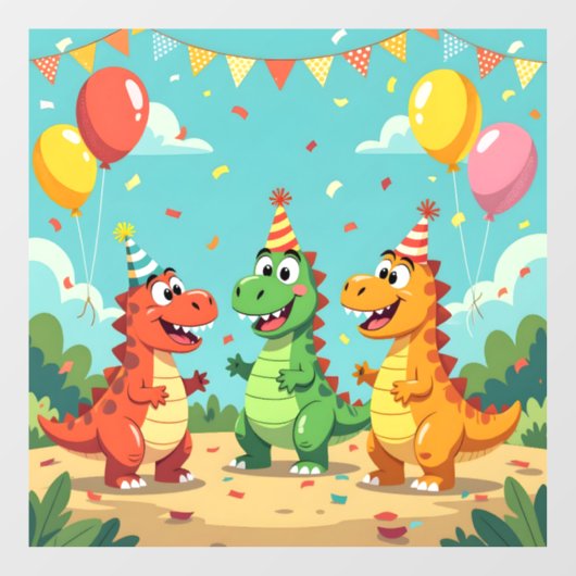 Happy birthday dinosaurs theme ウィンドウサイン (シート)