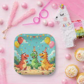 Happy birthday dinosaurs theme ペーパープレート (パーティー)