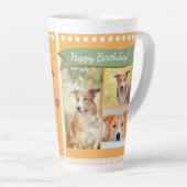 Happy Birthday Dog Mom Pet Photos Personalized カフェラテマグ (右アングル)