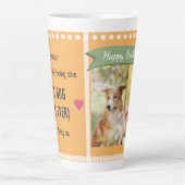 Happy Birthday Dog Mom Pet Photos Personalized カフェラテマグ (正面)