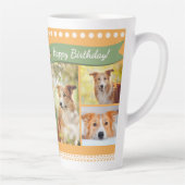 Happy Birthday Dog Mom Pet Photos Personalized カフェラテマグ (右)