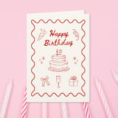 Happy Birthday Doodle Folded Greeting Card カード