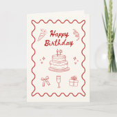 Happy Birthday Doodle Folded Greeting Card カード (正面)