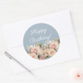 Happy Birthday dusty blue rose pink ivory ラウンドシール (封筒)