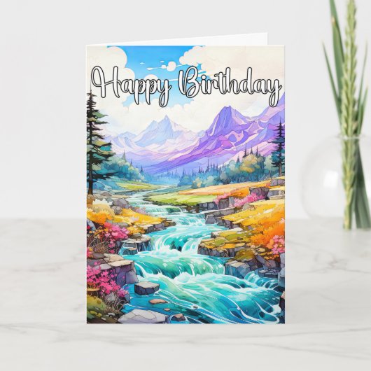 Happy Birthday Early Springtime Outdoors カード (正面)