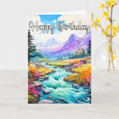 Happy Birthday Early Springtime Outdoors カード (黄色い花)