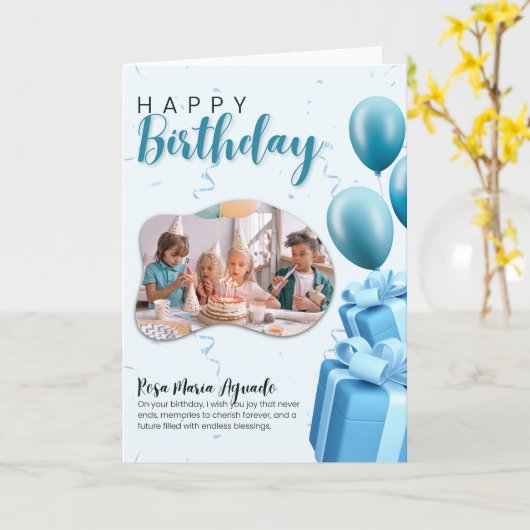 Happy Birthday Editable Greeting Card | Personaliz カード (黄色い花)