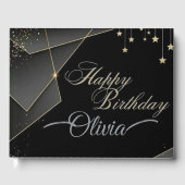 Happy Birthday– Elegant Black & Gold Birthday ゲストブック (正面)