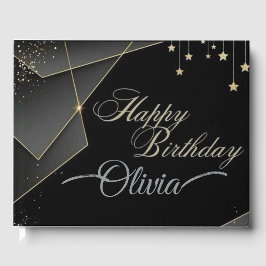 Happy Birthday– Elegant Black & Gold Birthday ゲストブック