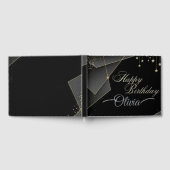 Happy Birthday– Elegant Black & Gold Birthday ゲストブック (全面)