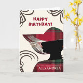 Happy Birthday Elegant Modern Lady Personalize カード (黄色い花)