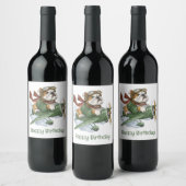 Happy Birthday English Bulldog Pilot Airplane ワインラベル (ボトル)