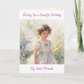 Happy Birthday Fairy Floral Themed Personalized カード (正面)
