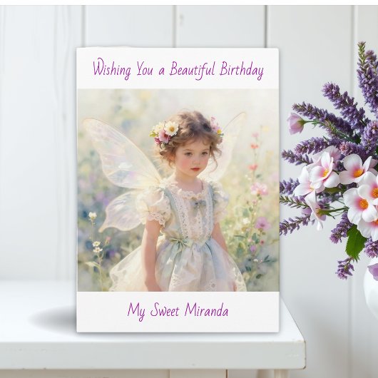 Happy Birthday Fairy Floral Themed Personalized カード
