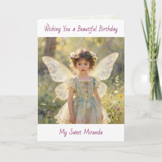 Happy Birthday Fairy Themed Personalized Girl's  カード (正面)