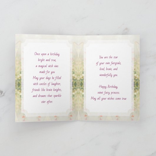 Happy Birthday Fairy Themed Personalized Girl's カード (内部)