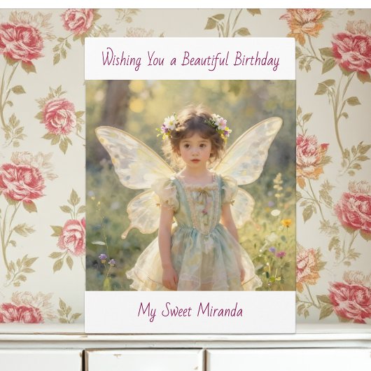Happy Birthday Fairy Themed Personalized Girl's カード
