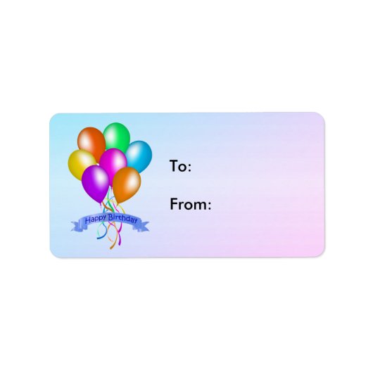 Happy Birthday Festive Balloons Multiple Colours ラベル (正面)