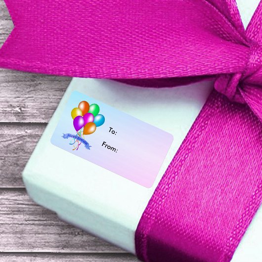 Happy Birthday Festive Balloons Multiple Colours ラベル