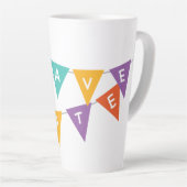 "Happy Birthday" Festive Colorful Banner Tall Cera カフェラテマグ (右アングル)