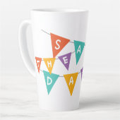 "Happy Birthday" Festive Colorful Banner Tall Cera カフェラテマグ (左アングル)