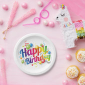 Happy Birthday Festive Paper Plate ペーパープレート