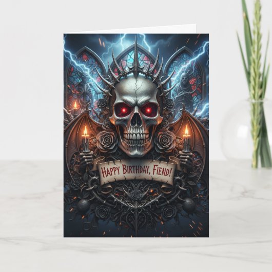 Happy Birthday, Fiend! Gothic Horror Skull Card カード (正面)